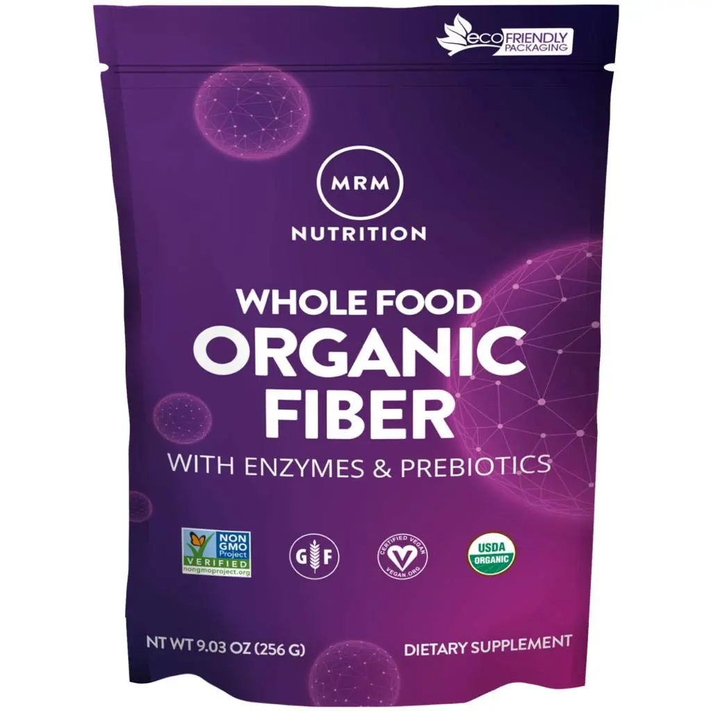 MRM Nutrition Whole Food Organic Fiber with Enzymes & Prebiotics 6g Fiber per Serving 32 Servings Natural Digestive Support Certified Organic Non-GMO Gluten-Free Vegan Healthy Ingredients Health Probiotics