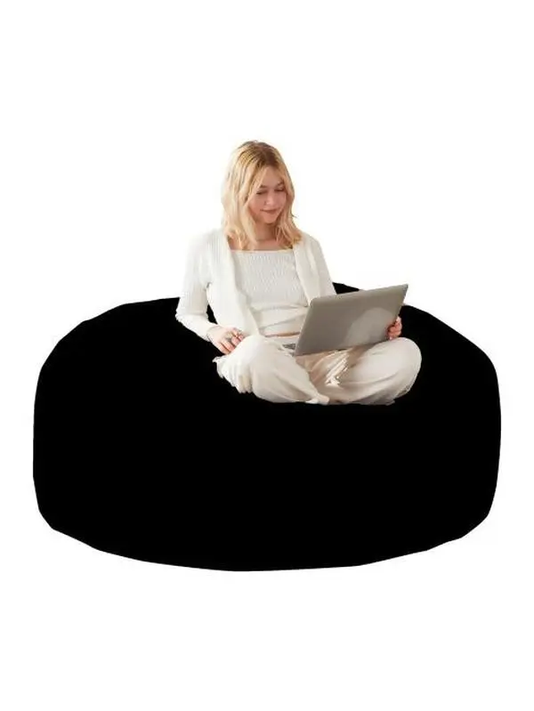 [Bellemave]4FT /5FT/6FT/ bean bag chair, memory foam filling, adult and teen bean bag chair, soft sofa with removable flannel cover, round sofa for living room, bedroom, college dorm