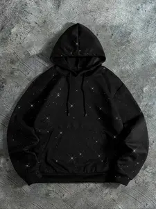 Unisex Galaxy Design Long Sleeve Hoodie Sweatshirt, Couple Casual Streetwear, Trendy Fitted Pullover, Daily Wear, Ideal Gift, Multiple Colors, Sizes S-2xl