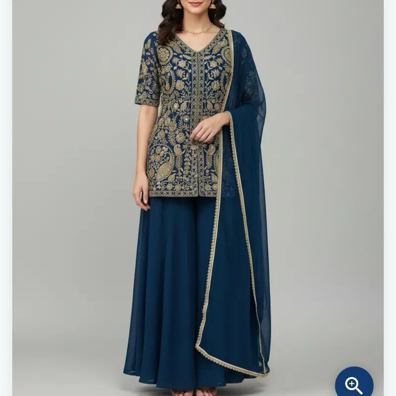 Beautiful party wear short kurta with divider set perfect for any occasions or parties Womenswear Dress