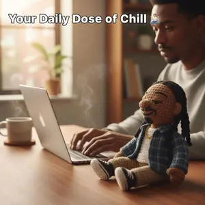 Emotional Support Hip-Hop Crochet Doll - Handmade Amigurumi Plush with Braided Hair & Cozy Flannel Jacket for Stress Relief & Home Decor