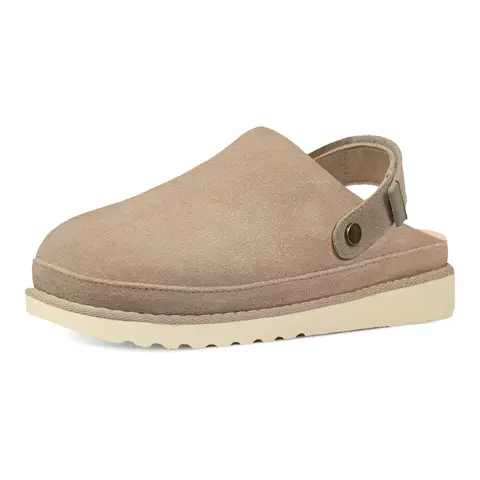 EVELLYHOOTD Women's Casual Platform Slip-On Clogs - Breathable Foam Faux Fur Upper, Adjustable Strap, Round Toe, Comfort Footbed, Non-Slip TPR Sole, Taupe Footwear for All Seasons,outdoorfun