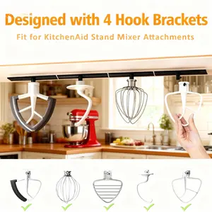 4 Pack Kitchenaid Stand Mixer Attachments Holders Compatible with Kitchenaid Mixer Accessories And Attachments,Flex Edge Beater, Flat Beater, Dough Hooks,blender cream scraper accessory and Wire Whip Organizer
