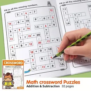 2400+ question-type primary school comprehensive arithmetic practice book - addition, subtraction, multiplication and division arithmetic training book - includes number crossword puzzle game - early education gift for home and school classrooms - Christm