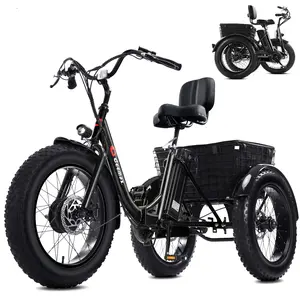 350W (700W Peak) Foldable Electric Tricycle – 20MPH, 40Miles, 36V 13Ah Removable Battery, Waterproof Cargo Basket for Adults & Seniors