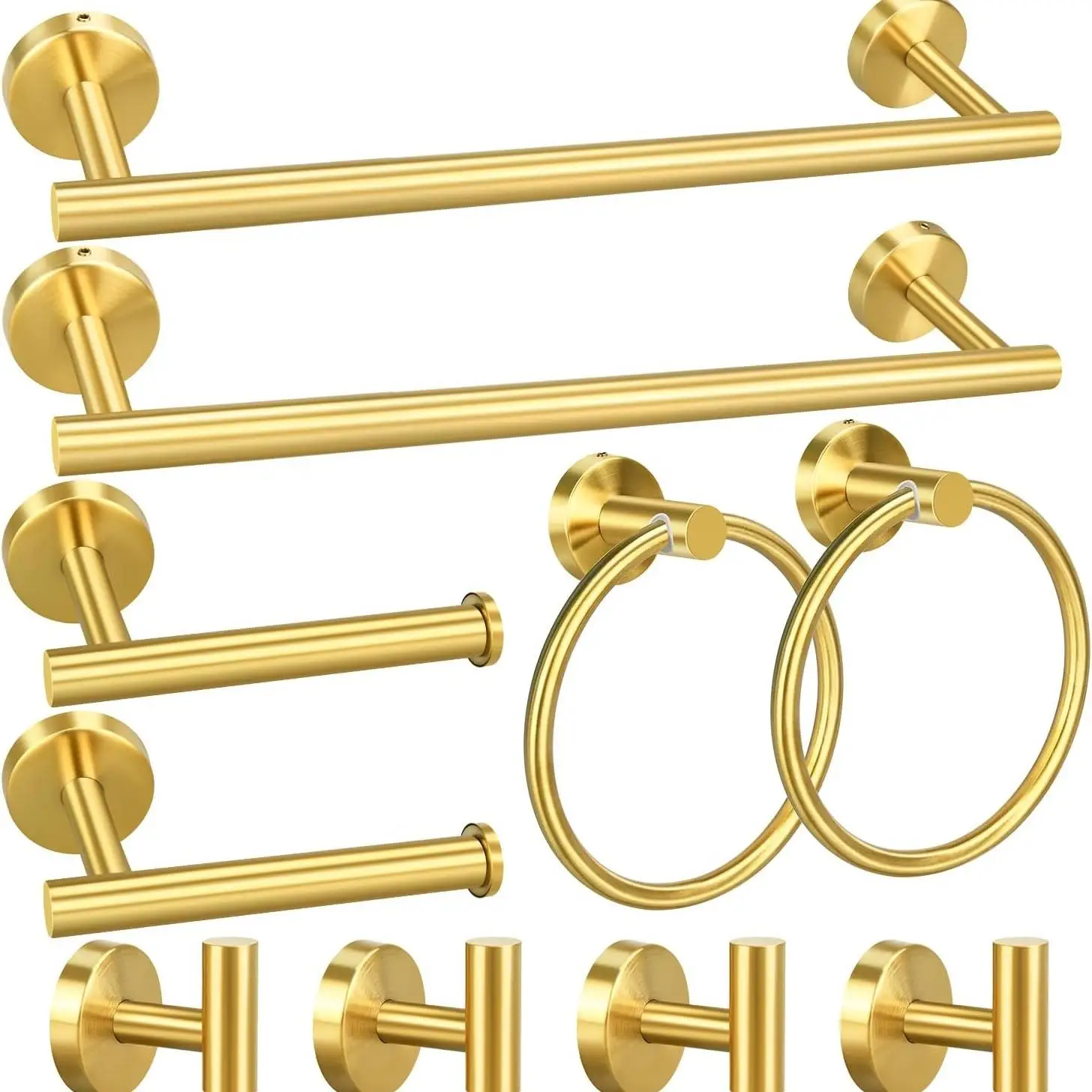 Bathroom Towel Ring Set, 10pcs/set Decorative Stainless Steel Bathroom Hardware Hanging Set, Modern Bathroom Storage Hook for Home Dormitory Salon Hot