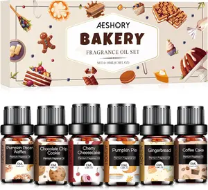 Bakery Essential Oils Set - Fragrance Oil for Diffusers for Home, Candle Making - Pumpkin Pie, Coffee Cake, Gingerbread, Cherry Cheesecake Aromatherapy Scented Oils (6x10ML) Bath Chocolate