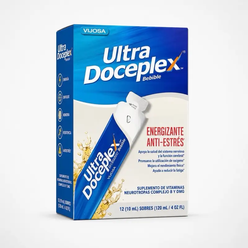 Ultra Doceplex Bebible Energy & Anti-Stress Vitamin Supplement Drink Sachets with B Complex + DMG Support – 12 Pack