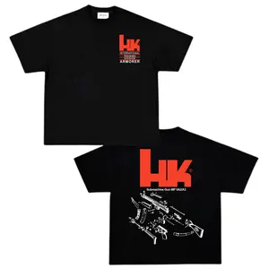 Men's Vintage HK Heckler & Koch Submachine Gun MP 5 A2/A3 Graphic Round Neck Short-Sleeve Casual Streetwear Style T-Shirt, Menswear Top, Vintage T-Shirts