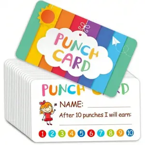 Pack of 50 Punch Cards for Classroom Rewards, Behavior Incentives, Positive Reinforcement, Motivational Reward Cards for Teachers & Students, Business Incentive Punch Cards