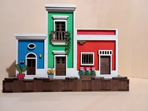 Illuminated Handcrafted Old San Juan Miniature Houses, Magical Modern Home Decor Ornaments for Room Decor