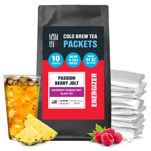 Tiesta Tea Passion Berry Jolt Cold Brew Tea - Raspberry Passion Fruit Black Tea - Loose Leaf Tea Blend - High Caffeinated Iced Tea - Cold Brew Tea Packets - Brews 64 oz of Pitcher Per Bag (Pack of 10)