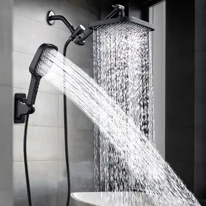 High Pressure Shower Head with Handheld Nozzle, 1 Set Retractable Shower Head with Bracket & Hose, Rain Shower Head, Bathroom Supplies for Home Use, Showerhead Combo