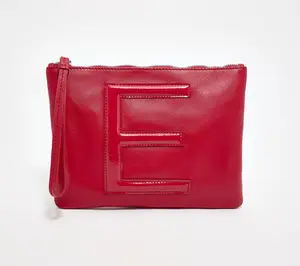 American Leather Co. Dover Leather Tonal Monogram Wristlet Pouch