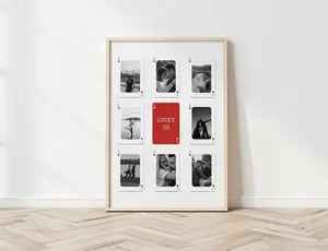 Personalized Playing Card Photo Collage Wall Art Poster, Valentines, Boyfriend, Girlfriend & Couple Gift | Printable, Printed, Framed