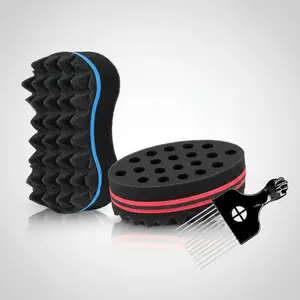 3Pcs Hair Styling Set for All - Curl Brush, Twist Sponge for Textured Hair with Metal Pick