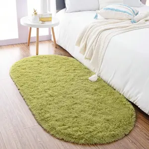 Ultra Soft Shaggy Rug, Non-Slip Oval Area Rug for Cozy Bedroom & Living Room-S