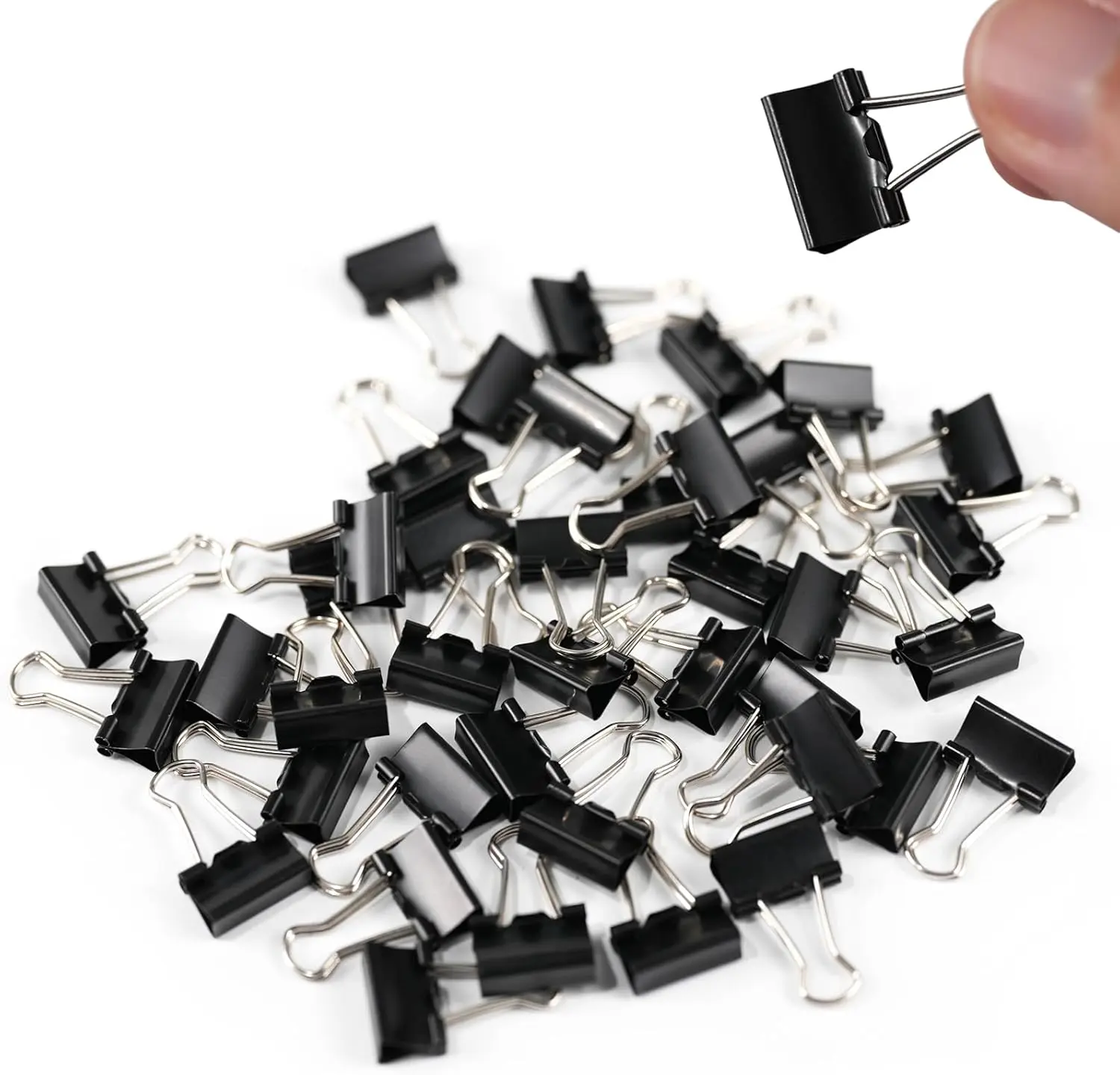 40Pcs Reusable 5/8 inch(15mm) Mini Binder Clips, Cost-Effective Tempered Steel Spring-Tight Black Paper Clamps, Durable Material Office Stationery for Organizing Documents, Marking Finishing Paper
