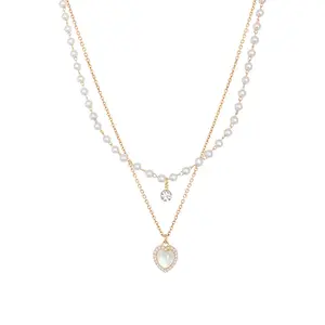 Gold Pearl Necklaces Set for Women Dainty 14K Gold Plated Layered Pearl Necklaces Gifts for Women Gold Trendy Jewelry Gifts