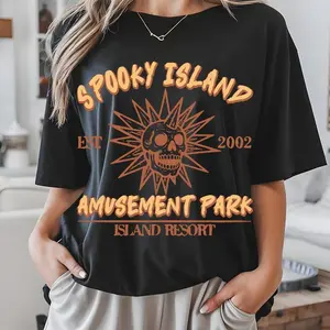 Spooky Island Tee, Retro Halloween Movie Shirt, Disco Skull T-Shirt, 90s Nostalgia Halloween, Summer Spooky Shirt, Summerween Gift Idea