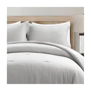 Lush Decor Haniya Waffle Woven Cotton ComforterGray 3-pc King
