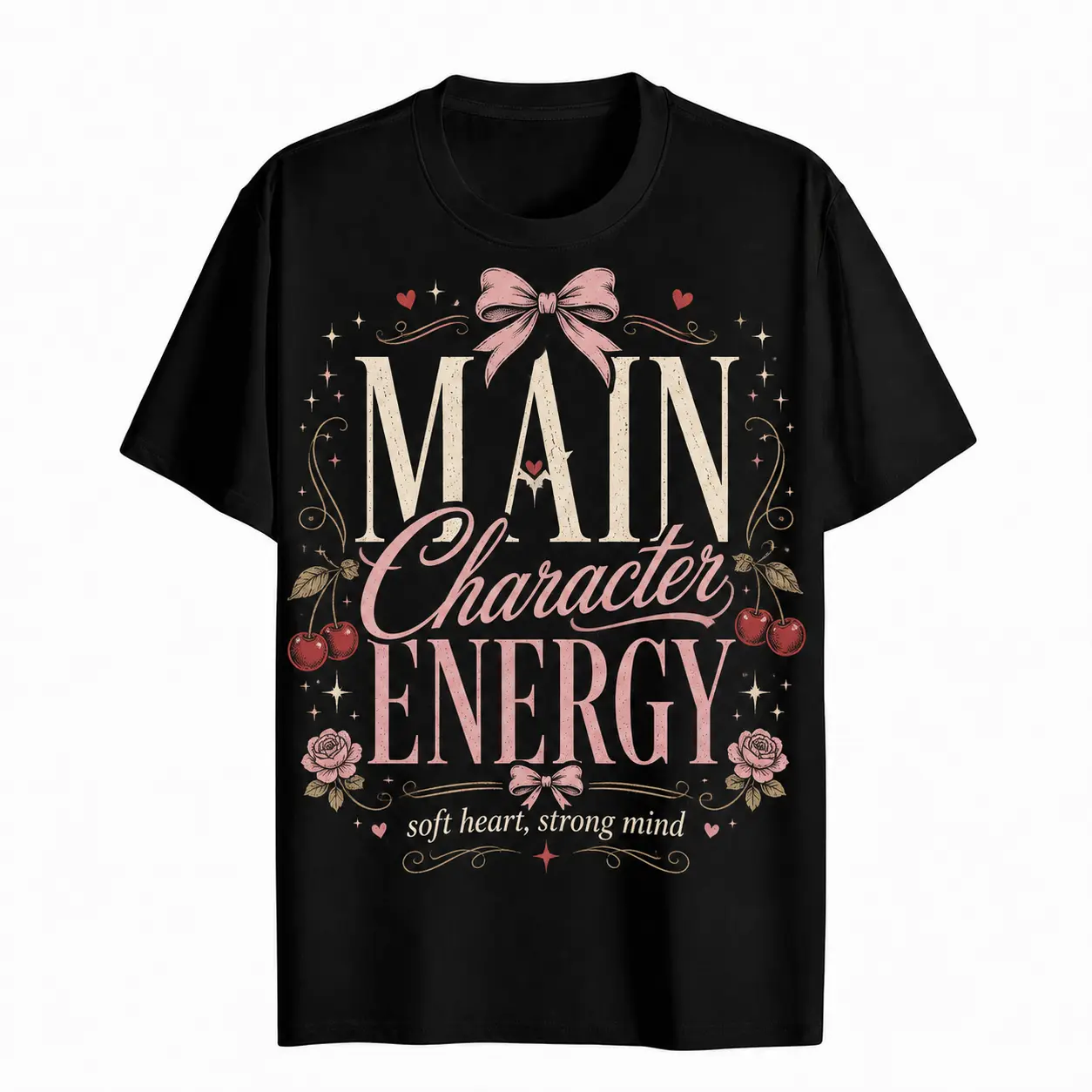 Women's Fitted Muppet Main Character Energy Graphic Tee - Cotton, Crew Neck, Short Sleeve Tops, Casual Streetwear, Trendy Aesthetic, Long-Lasting Print, Machine Washable for Summer Daily Wear