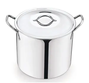 8-Qt Stainless Steel Stock Pot with Metal Lid Ultra Durable Stay-Cool Handles Hand Wash Only Cookware
