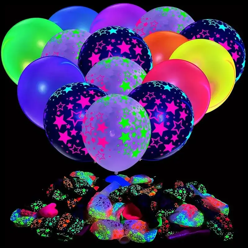 Glow in The Dark Balloon Set, 30pcs 12-Inch Random Color Latex Balloons, Party Decoration Supplies for Birthday Wedding Graduation, Balloon Decorations