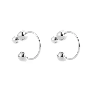 Ball End Horseshoe Barbell Style Hoop Earrings - Pair
