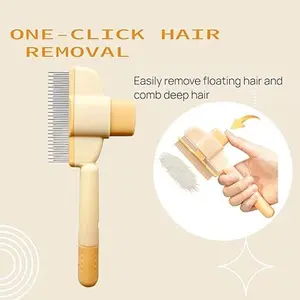 2Pcs Stainless Steel Pet Comb for Dogs and Cats, Self-Cleaning with Long and Short Metal Teeth for De-Hairing and Untangling