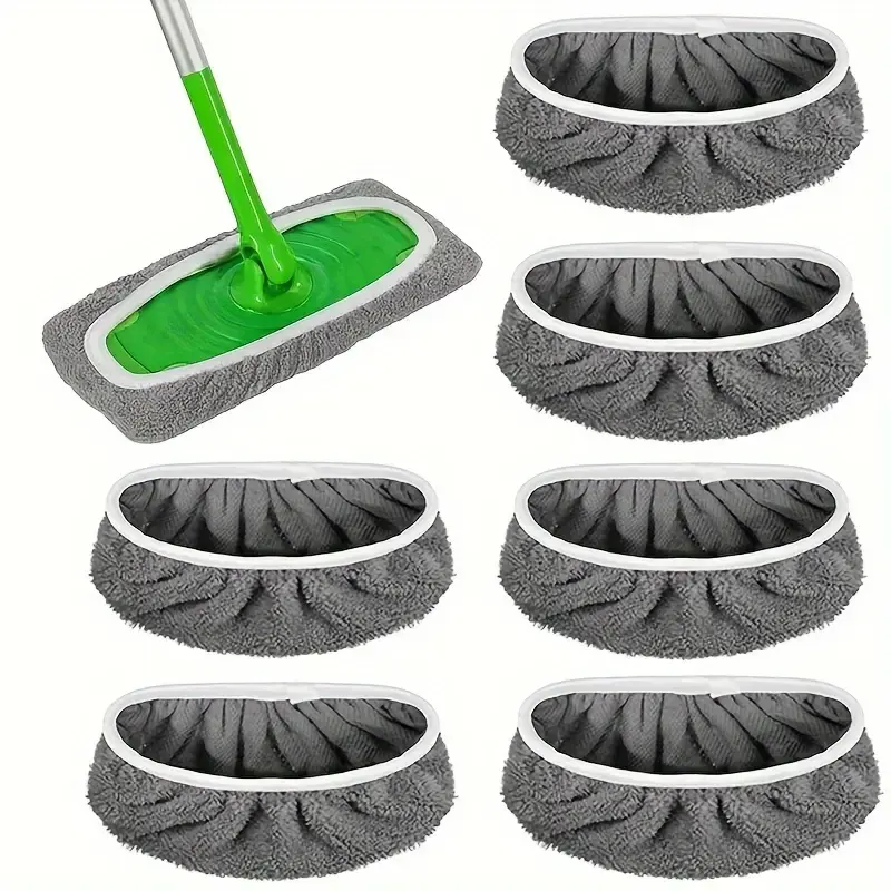 6 Reusable Replacement Mop Pads, Washable and Durable, High Absorbency for Wet and Dry Use, Easy to Clean, Compatible with Floor Cleaning Machines, Flat Mop Pads