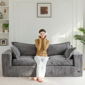 MAXYOYO 3-Seater Bean Bag Sofa – Striped Deep Seat Boneless Couch for Living Room or Bedroom, No Assembly Needed