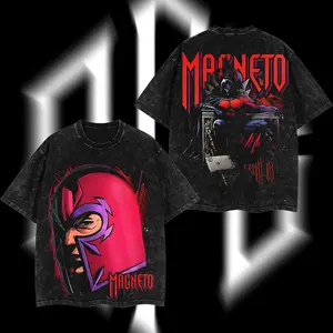 Superstyle The Mutant Messiah "Master of Magnetism" Magneto MCU Edition Double Printed Oversize Lightweight Acid Washed Tee TV Series Graphic Design Top Cotton Streetwear Comic Superheroes T-Shirt Hoodie Sweater Clothes Menswear Womenswear