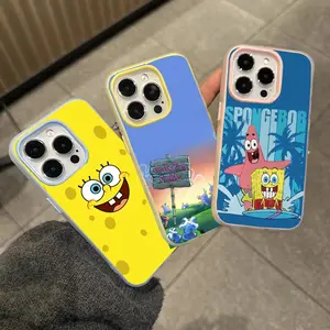 Anime S-SpongeBobs Silicone Case Phone Case For iPhone 17 16 15 14 13 Pro Max Plus Mini Luxury Jelly Material Case Fashion Durable Crystal Clear Stylish Shockproof Scratch-Resistant Perfect Fit