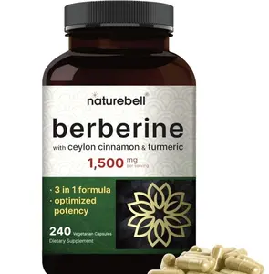 Berberine Supplement 1,500mg with Ceylon Cinnamon & Turmeric Root, 240 Veggie Capsules | 97% Pure Berberine HCL | Supports Balanced Sugar Levels & Heart Health | Vegan, Non-GMO