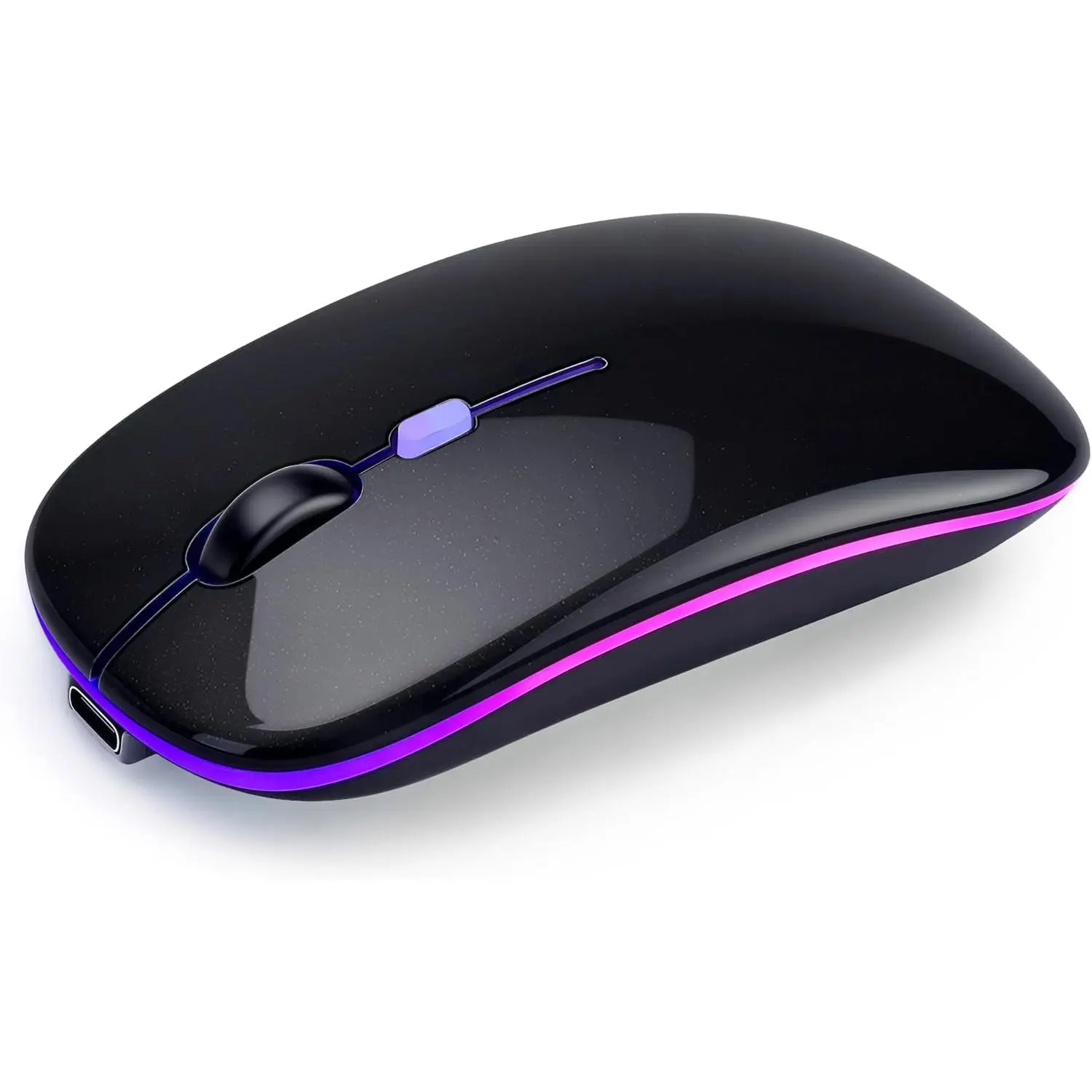 Rechargeable Long Lasting Dual Mode - BT 5.2 & 2.4G Silent RGB LED Mice, Slim Portable   for Laptop/PC/Tablet/MacBook/iPad/ Devices(Black)
