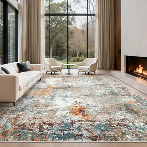 Modern Abstract Non-slip Rug Washable Area Rug Low-pile Foldable Interior Decorative Rug Non-shedding Easy to Clean for Bedrooms Restaurants Offices Cafes Apartments Laundry Rooms and Game Rooms Machine