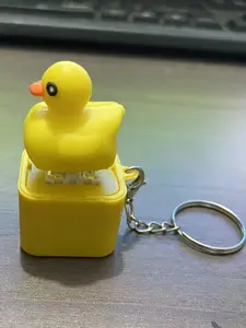 Duck Shaped Keychain with Sound Button, Rechargeable Stress Relief Toy, Light-Up Duck Keychain, Creative Office Toy Gift, Portable Keychain