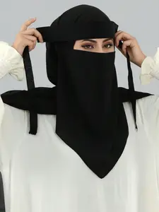 Women's Plain Lace-Up Hijab Scarf, Adjustable Elastic Design, Breathable Ramadan Fashion Accessory, All-Season Comfort Wear
