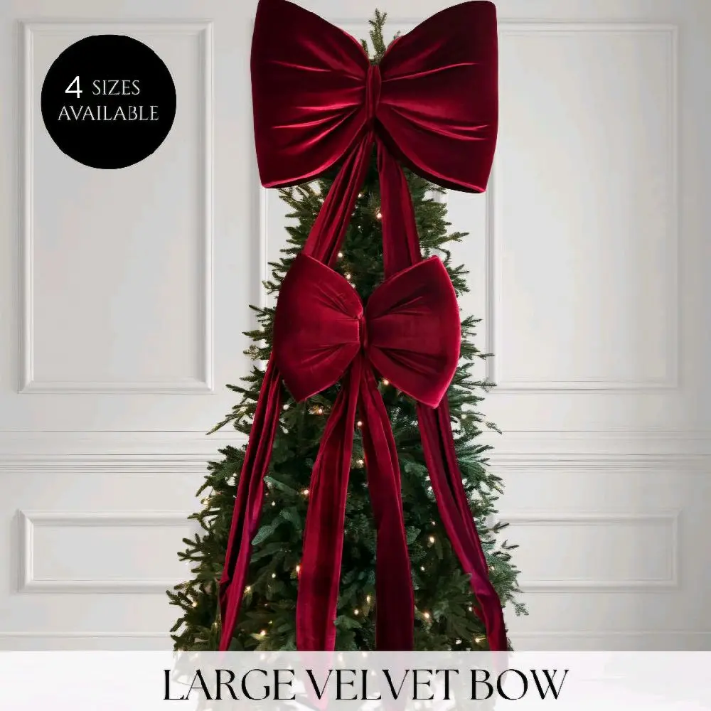 Oversized Burgundy Velvet Christmas Bow | Large Tree Topper Bow | Holiday Decor | Christmas Photo Backdrop | Elegant Holiday Display Bow