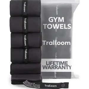 Trailoom Gym Towels 5 Pack - Microfiber Workout Towels - Quick Dry, Highly Absorbing, Soft on Skin, Odor-Free,Sweat Towel , Sports Towel for Hot Yoga, Tennis, Running, Exercise, Working Out, Camping for Women & Men