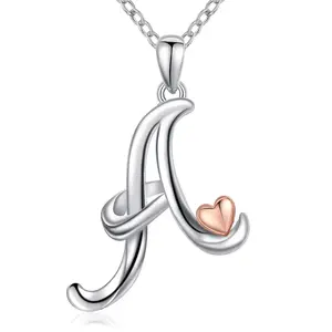 Initial Pendant Necklace, RoseGold Heart Accent, Personalized Letters, Customizable Jewelry for Women, Ideal Gift for Birthdays, Anniversaries