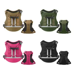 Adjustable Tactical Dog Harness Vest with Handle, Reflective Military Style for Large Dogs, Outdoor Hiking Training Pet Backpack, Durable Reflective Harness, Reflective Strip Harness, Safety Harness, Adjustable Fit