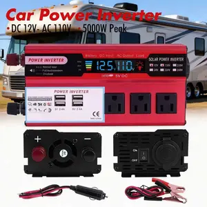 Power Anywhere You Go 5000W Plug-N-Play Car Power Inverter Your Ultimate On-the-Go Power Savior 5000W 12V to 110V AC Never Power Down Again  Heavy Duty Modified Sine Wave Inverter center console Digital HIFI adapter usb