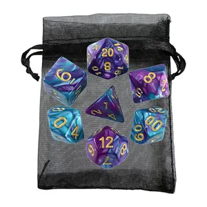 Fantasy Magic Dice Set, 7 Acrylic Polyhedral Dice, Durable, Ideal for Dnd Board Games and Math Teaching, Essential Gaming Accessories