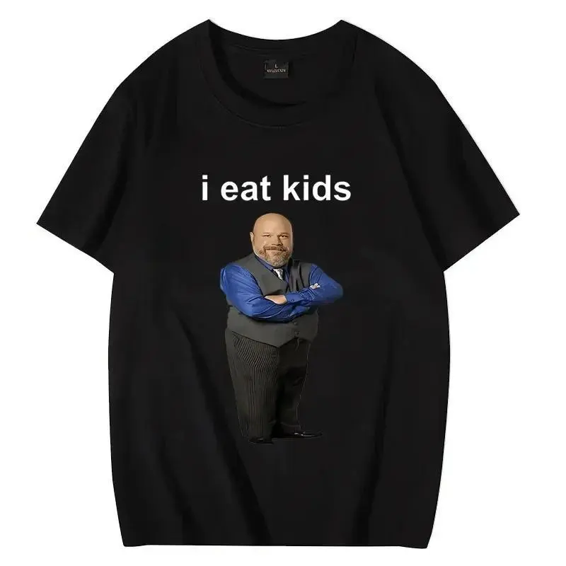 Unisex Graphic T-Shirt, Funny "I Eat Kids" Print, Soft Casual Streetwear Top, Short-Sleeve Round Neck for Men, Tshirt, Shortsleeve, Menswear