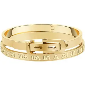 Gold Silver Plated Bracelets for Men Women Roman Numeral Bangle Bracelet Stainless Steel Personalized Engraved Unisex Gift
