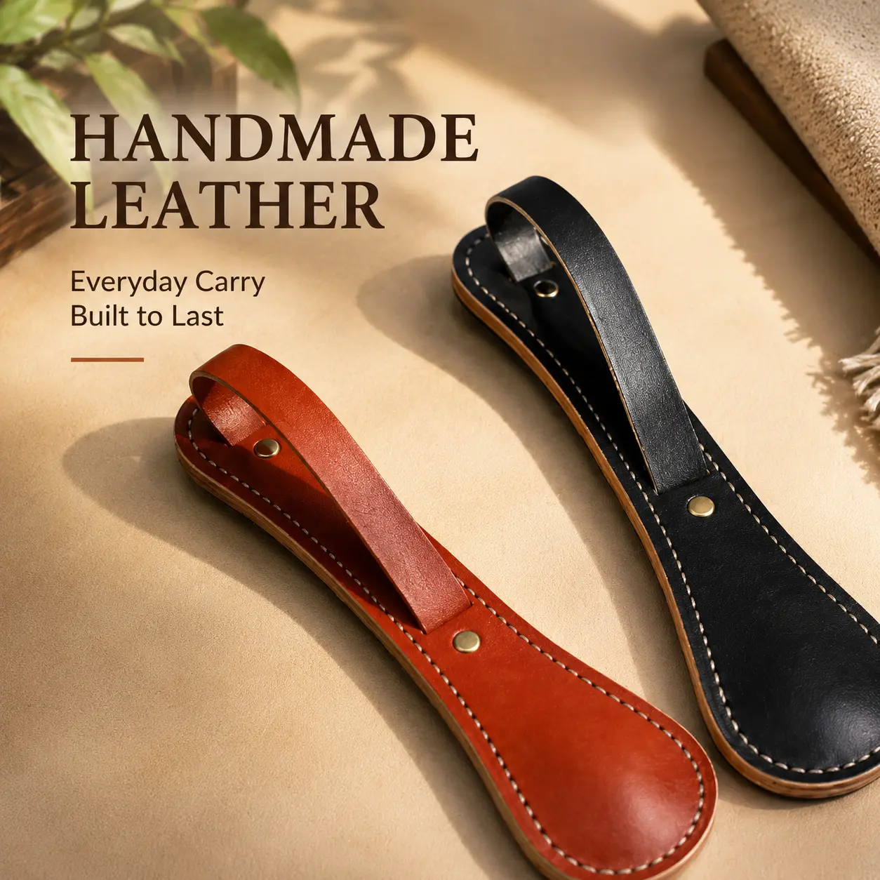 Handmade Leather Paddle Tool, Cowhide Leather Utility Tool for Leather Craft, EDC Everyday Carry and Workshop Use