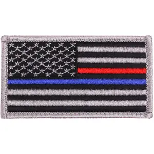 US American Thin Blue Line (Support The Police) & Thin Red Line (Support The Firefighters) Patch 1 7/8" X 3 3/8