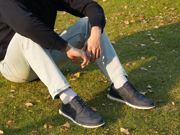 Hawkwell Plus Men's Plus Size Wingtip Oxford Shoes Classic Brogue Dress Shoes Business Office Shoes